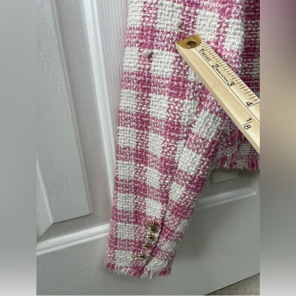 House of Harlow 1960 Plaid Pink and White Blazer - Picture 5 of 12
